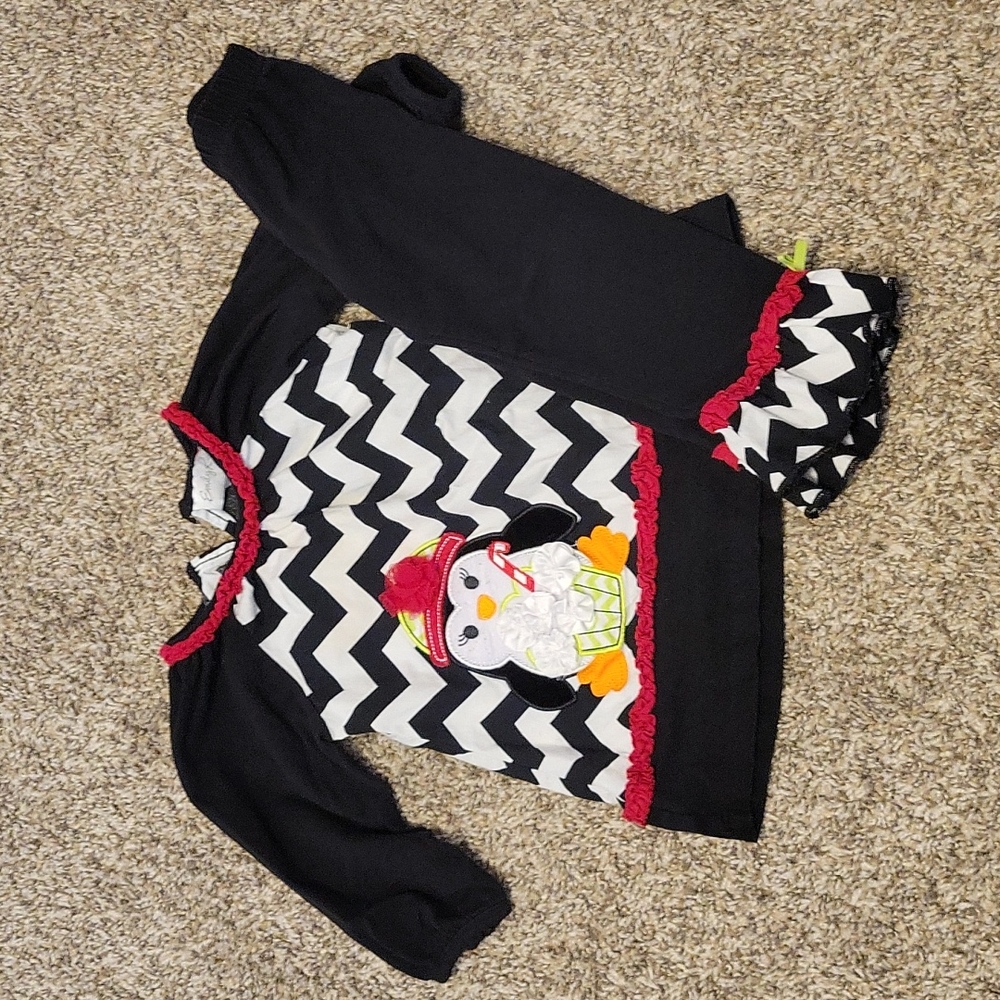 Emily Rose 2T Ruffled Penguin Long Sleeve Shirt and Matching Pants Set